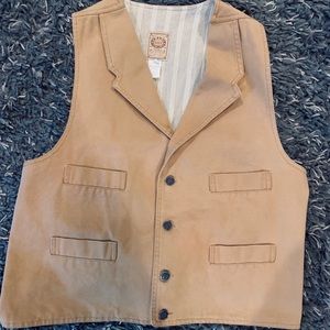 Men’s Tan Canvas Vest, Size Large, EUC